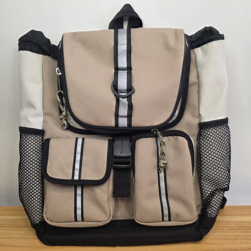 Vintage Eastsport Backpack Tan Multipocket 90s‎ Travel Hiking Daypack